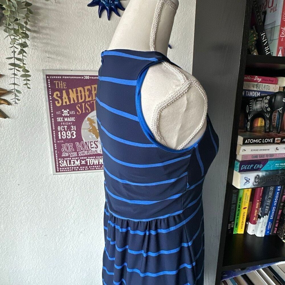 Liz Claiborne Size Small Blue and black Striped Sleeveless dress - Picture 5 of 7